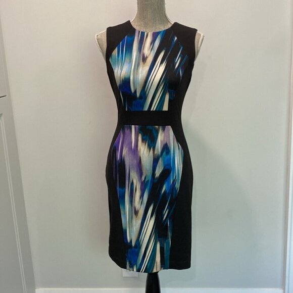 Calvin Klein Black Abstract Sleeveless Dress - Picture 2 of 13